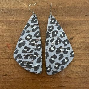 Cork Leopard Leather Earrings
